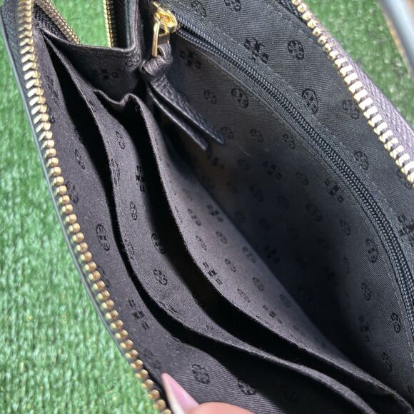 Tory Burch Thea Large Zip Pouch Black Wristlet Wallet Leather - Picture 3 of 6